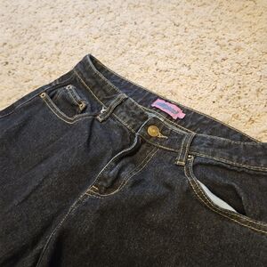 Edikted Kella Low Rise Raw Denim Baggy Wide-Leg Jeans with Contrast Stitching